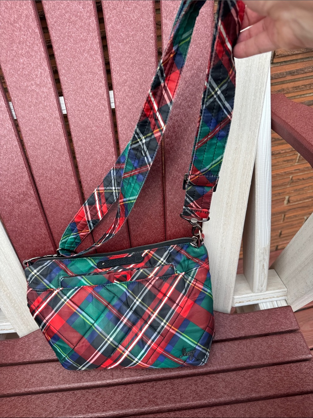 lug Red and Green Plaid Crossbody Shoulder Bag - Picture 5 of 5